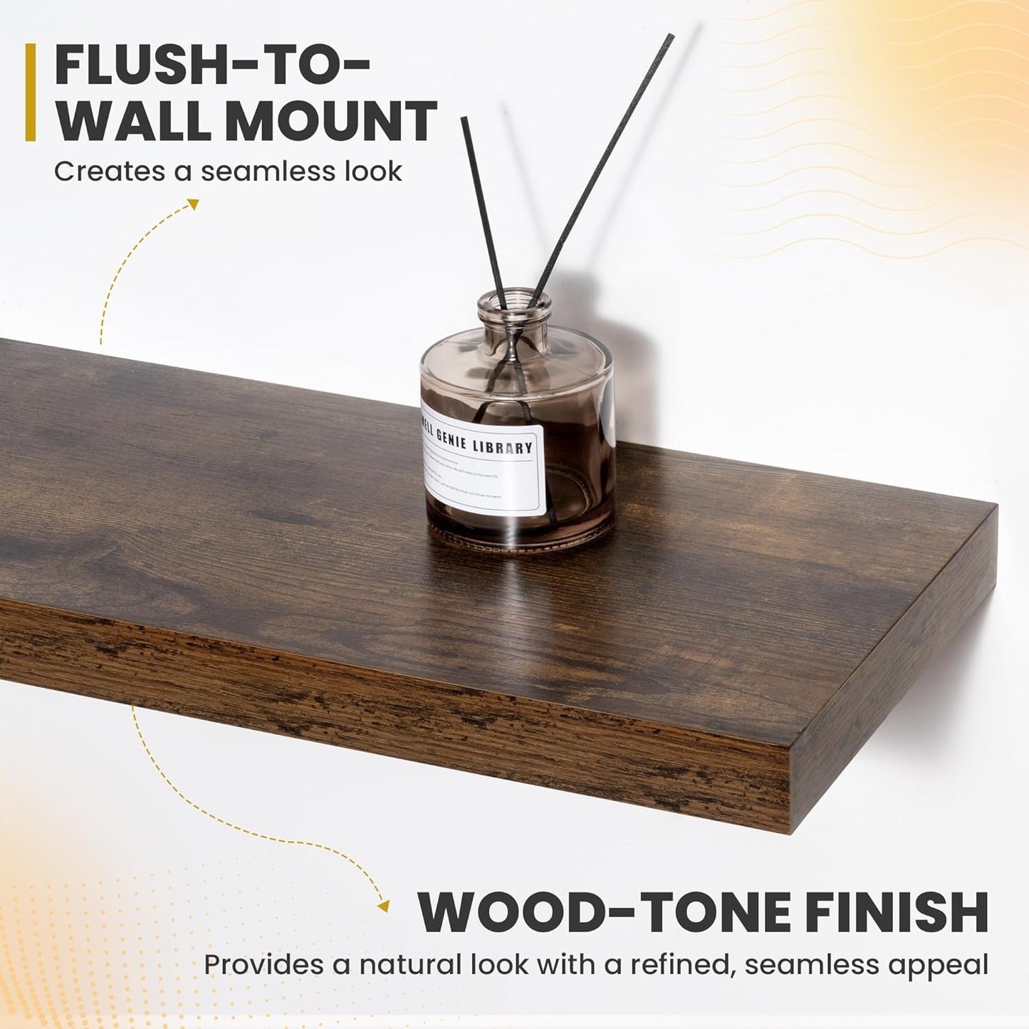 55 Inch Floating Shelves, 9.3" Deep Floating Shelf Wall Mounted, 56" Wall Shelves, Rustic Deep Bookshelf, Large Display Shelves & Storage Shelves for Bedroom, Living Room, Brown, Set of 1