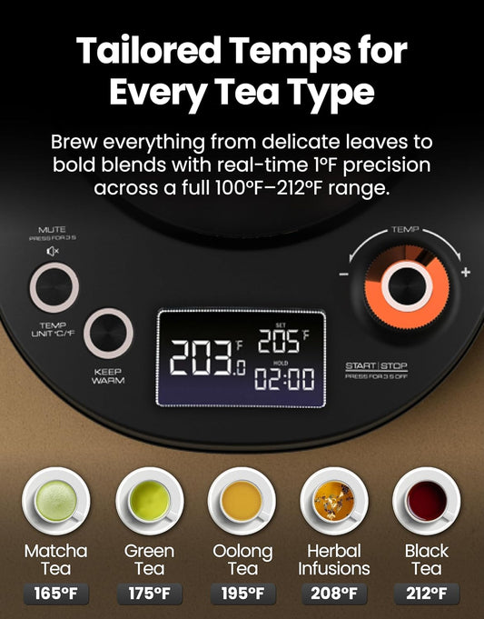 Vianté Electric Gooseneck Kettle with Precise Temperature Control. Pour Over Coffee & Tea Kettle. Boil-Dry Protection & Keep Warm Function. Stainless Steel, BPA-Free. Includes V60#2 Filters. 0.8L