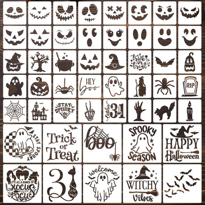 Halloween Stencils Pumpkin Face Stencils Reusable Ghost Bat Witch Spider Stencil for Painting on Wood Fabrics DIY Crafts Ornaments Decor