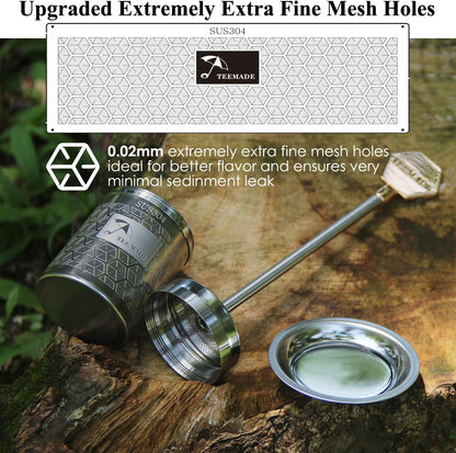 Tea Filter-Upgraded Extremely Extra Fine Mesh Filter 304 Stainless Steel Premium Reusable Loose Leaf Tea Strainer Infuser with Drip Tray (Small)