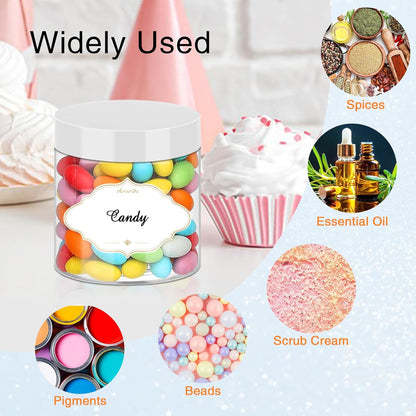 Plastic Jars 6 OZ, 48 Pcs Plastic Jars with Lids Round Wide Mouth Slime Containers with White Lids Empty Small Storage Jar for Travel, Home Kitchen Food, Arts Crafts