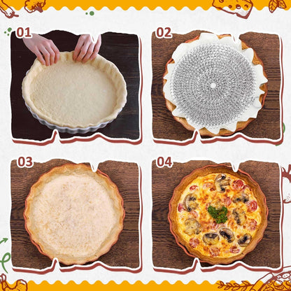 Patelai 2 Pcs Stainless Steel Pie Weights for Baking Universal Fit Pie Weight for 7-10 Inch Pies Round Metal Pies Weights Chain Dishwasher Safe Durable Blind Baking Dough Cooking Pastry (8 Inch)