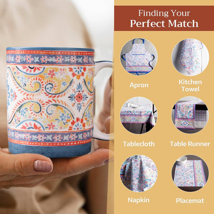Maison d' Hermine Coffee Mug with Handles Fine Bone China Mugs Pack of Two Tea Cups for Hot Beverages Cappuccino Latte Home Restaurant Office Perfect for Gift (Indian Floral, 15 Ounce)
