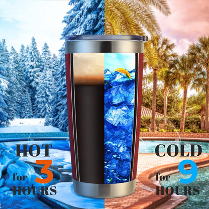 DOMICARE 20oz Stainless Steel Tumbler Bulk with Lid, Double Wall Vacuum Insulated Travel Mug, Powder Coated Coffee Cup (Powder Red, 8)