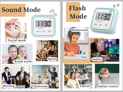 Timer, Kitchen Timers for Cooking Classroom Timer for Kids Teachers Magnetic Digital Timers 4 Pack, Blue