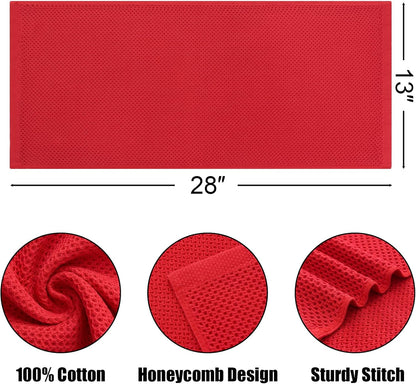 Kitinjoy 100% Cotton Waffle Weave Kitchen Towels, 8-Pack Super Soft and Absorbent Dish Towels for Drying Dishes, Kitchen Hand Towels, 13 in x 28 in, Red