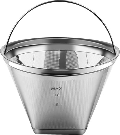 Reusable #4 Cone Shape Coffee Filter Permanent 6-10 Cup Stainless Steel Coffee Filter for Cuisinart Maker Ninja Coffee Bar Brewer -BPA Free