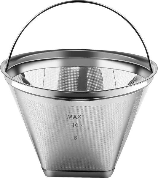 Reusable #4 Cone Shape Coffee Filter Permanent 6-10 Cup Stainless Steel Coffee Filter for Cuisinart Maker Ninja Coffee Bar Brewer -BPA Free