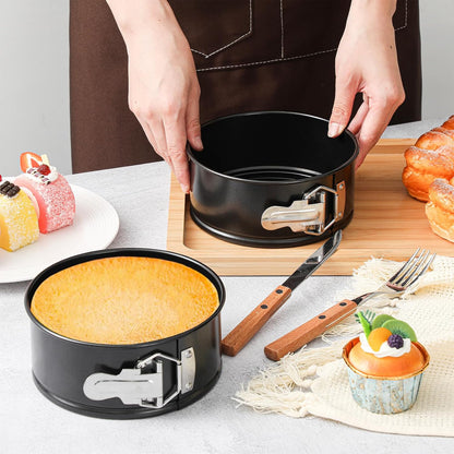 4 Pcs 7 Inch Non Stick Springform Pan with Removable Bottom Carbon Steel Cheesecake Pan Round Springform Cake Mold with Stainless Steel Spring Buckles for Baking Kitchens Restaurant