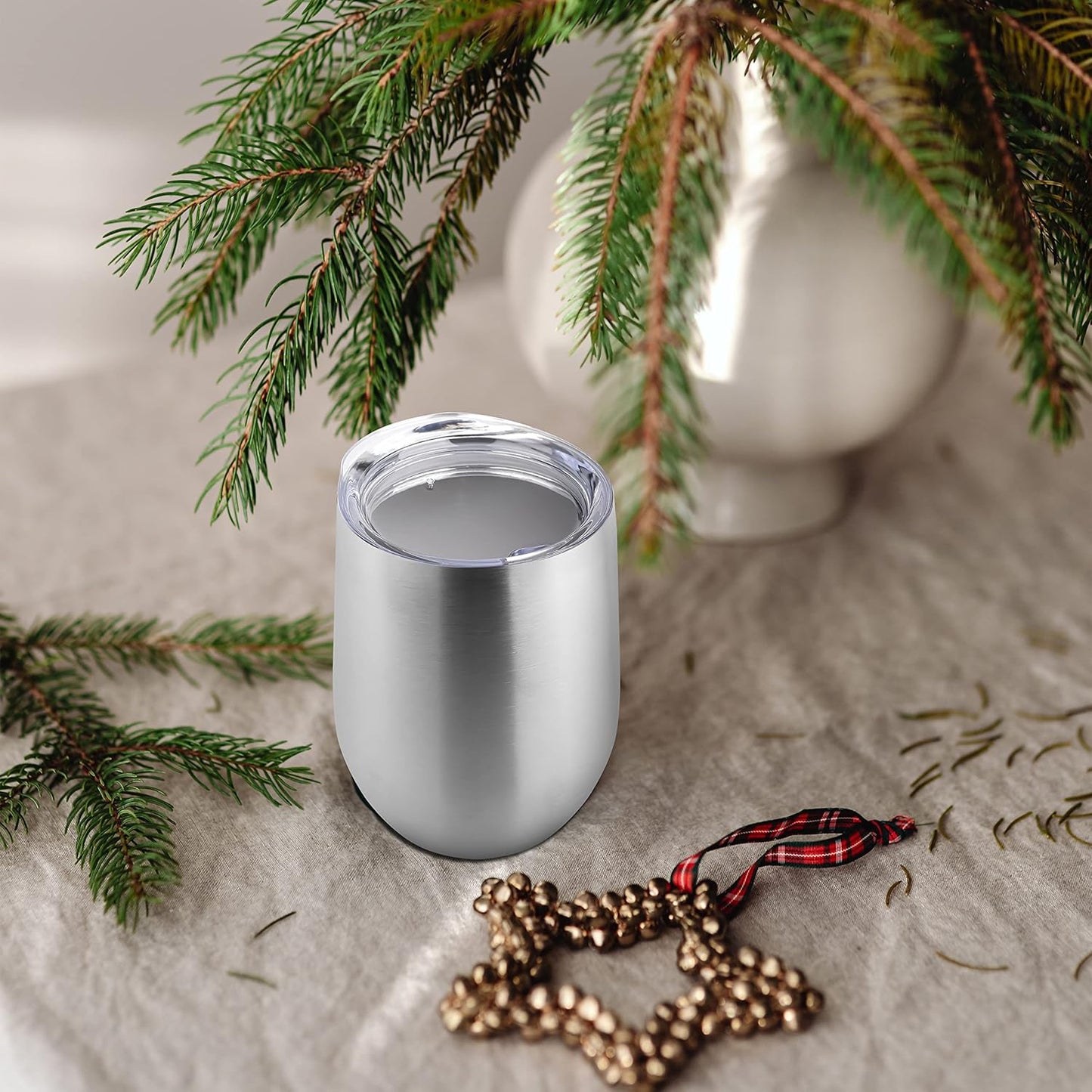 DOMICARE Stainless Steel Wine Tumbler Bulk with Lid, Personalized Insulated Tumblers Set, 12oz Travel Coffee Cups Pack of 8, ss steel
