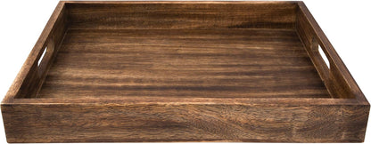 GoCraft Handmade Classic Wooden Tray – Large 16.5" Mango Wood Serving Tray with Handles – Elegant Kitchen & Dining Accessory – Ideal for Breakfast in Bed, Coffee, Tea