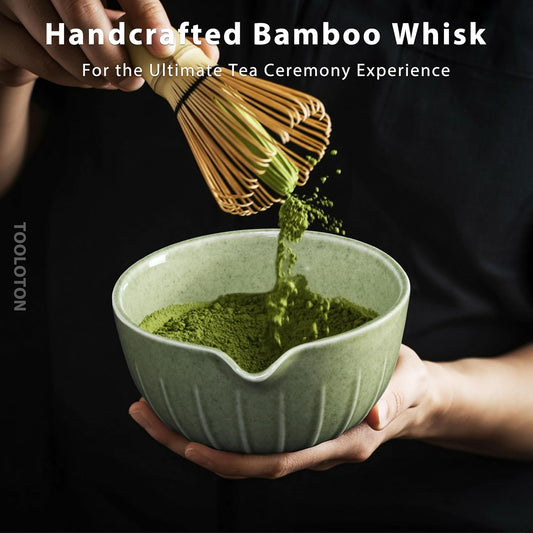 7 Pieces Matcha Whisk Set - Ceramic Matcha Kit with Bowl, Whisk, Holder, Bamboo Scoop, Rest, Sifter, and Tea Towel – Elegant Matcha Gift Set for Women