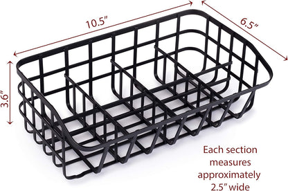 Tea Bag Organizer Caddy - Metal Tea Box Storage Holder for Cups, Pods, Packets, Condiment Accessories - Black