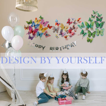 Butterfly Wall Decor 24/48 PCS, 3D Butterflies Stickers for Party Decorations with Magnets (Circl, 48)