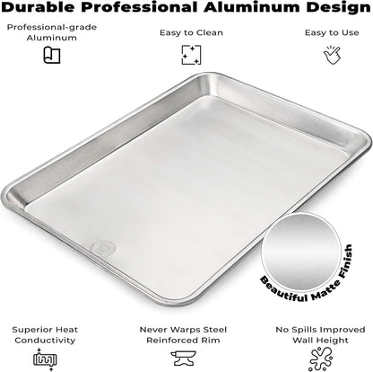 Ultra Cuisine Quarter Sheet Pan with Wire Rack Set - Includes Premium Aluminum Baking Sheet with 100% Stainless Steel Baking Rack, Dishwasher Safe Cookie Cooling Racks with 1/4 Pan Commercial Quality