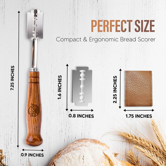 RICCLE Bread Lame Slashing Tool, Dough Scoring Knife with 15 Razor Blades and Storage Cover