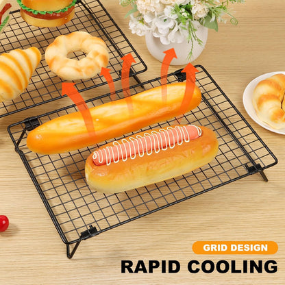 13.4" × 9.4" Stackable Cupcakes Cooling Racks – 2-Pack Nonstick Carbon Steel Baking Racks with Collapsible Legs, Perfect for Cooking, Roasting, Grilling, Drying & Cooling Cookies
