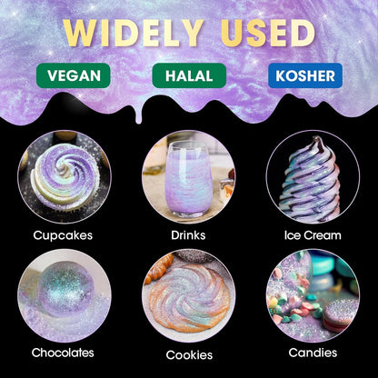 NiHome 0.18oz/5g Edible Food-Grade Glimmer Powder Glitter Luster Dust Metallic Food Decorating Sprinkle Dust for Drink Wine Beverage Cake Candy Dessert Bakery Restaurant Vegan (Iridescent Purple)
