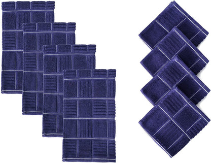 Glynniss Kitchen Towels and Dishcloths Set, Four Kitchen Dish Towels 16x26 Inches, Four Absorbent Dish Cloths for Washing Dishes 12x12 Inches, Cleaning and Drying for Everyday Use Pack of 8 (Rust)