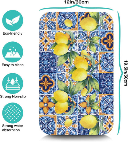 Dish Drying Mat for Kitchen Counter 20x12in Washable Quick Dish Drying Pad Rubber Backed Absorbent Draining Mat Fit Kitchen Counter,Bar,Under Sink,Dishes,Utensils,Dish Rack