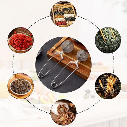 Snap Ball Tea Strainer, Voittozege 20 Pcs Premium Stainless Steel Tea Infuser with Handle Tea Infuser Filter with Tong Pincer Steeper Reusable for Loose Leaf Tea, Spices, Seasonings
