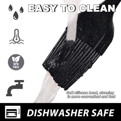 Anaeat 2 Pack Silicone Basting Pastry Brushes - Heat Resistant Brush with Soft Bristles, Hygienic One-Pieces Design, Marinade Brush Great in Baking for Spreading Oil Butter Sauce BBQ Grill (Black)