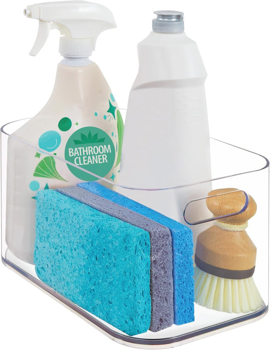 STORi Bliss 10" x 6" Open Clear Pantry Organizer Bin, Plastic Containers with Handle for Kitchen, Fridge, Cabinet, Closet, Bathrom, Undersink Storage Made in USA