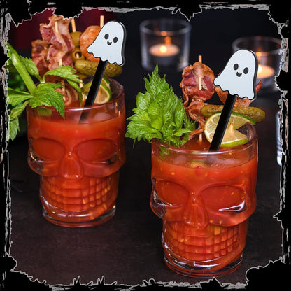 Remerry 18 Pcs Halloween Swizzle Sticks 6.7 Inches Halloween Reusable Stir Sticks Acrylic Drink Stirrers Ghost Cocktail Coffee Stirrers Bulk for Coffee Bar Cocktail Milk Party Decor(Ghost)