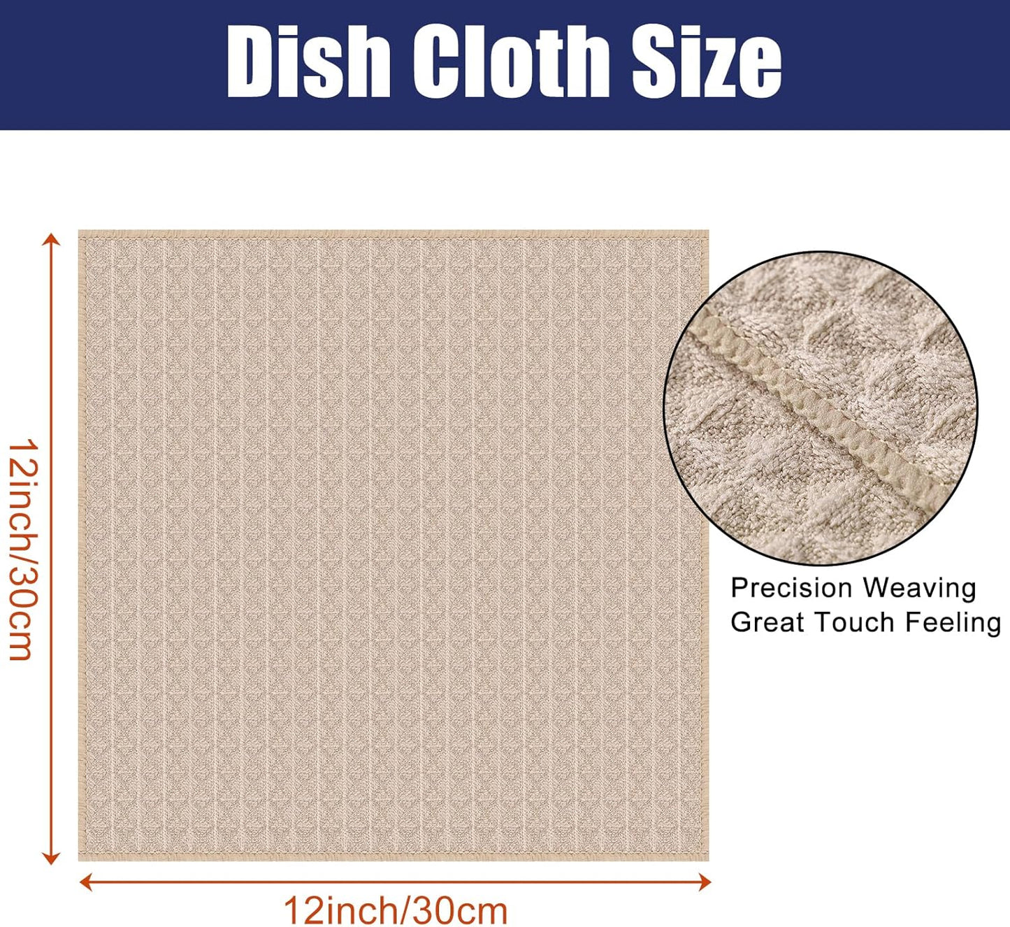 Homaxy Microfiber Waffle Weave Kitchen Dish Cloths, 12 x 12 Inch Ultra Absorbent and Solid Color Dish Towels for Kitchen Fast Drying Dishcloth for Washing Dishes, 6 Pack, Beige