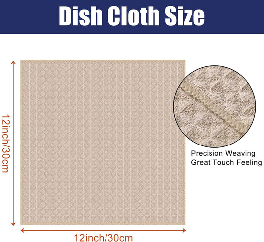 Homaxy Microfiber Waffle Weave Kitchen Dish Cloths, 12 x 12 Inch Ultra Absorbent and Solid Color Dish Towels for Kitchen Fast Drying Dishcloth for Washing Dishes, 6 Pack, Beige