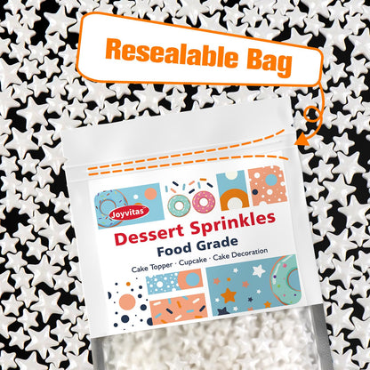 White Star Sprinkles for Cake Decorating, Edible Star Candy, 150g/5.29oz Mix Size, Baking Cake Decoration, Cupcake, Cookie, Holiday, Valentine's Day, Wedding Party, Christmas Supplies