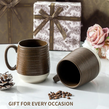 Hasense 20 oz Coffee Mugs, Large Tea Cups with Comfortable Handle Set of 2, Perfect for Coffee, Latte, Hot Cocoa, Dishwasher and Microwave Safe, Brown
