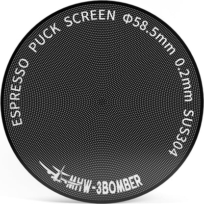 MHW-3BOMBER 58mm Espresso Puck Screen - 0.2mm Ultra Thin Espresso Puck - Metal Reusable Coffee Filter for Portafilter Basket 58mm - Puck Screen with Titanium Coating FG5642-OS