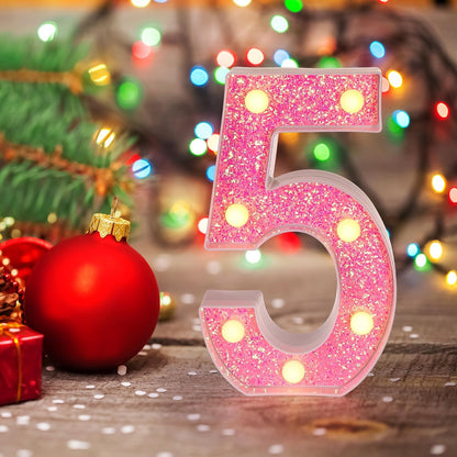 Foaky Pink Light up Letters，Pink Party Decorations,Girls Room Decor,Glitter Marquee Numbers,Alphabet Letter Sign for Night Light Birthday Party Girls Gifts, Home Bar Decoration (6)