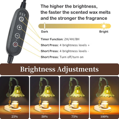 Flower Candle Warmer Lamp with Timer,Dimmable Candle Lamp Warmer,Adjustable Height Candle Warmer for All Jar Candles,Bedroom Living Room Home Decor Aesthetic Christmas Birthday Gifts (Morning Glory)