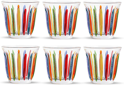 MHW-3BOMBER Coffee Glasses of 6 Drinking Glasses 8.1OZ Colored Painted Latte Glasses for Espresso, Whiskey, Vodka, Spirits & Liquors G5035C*6