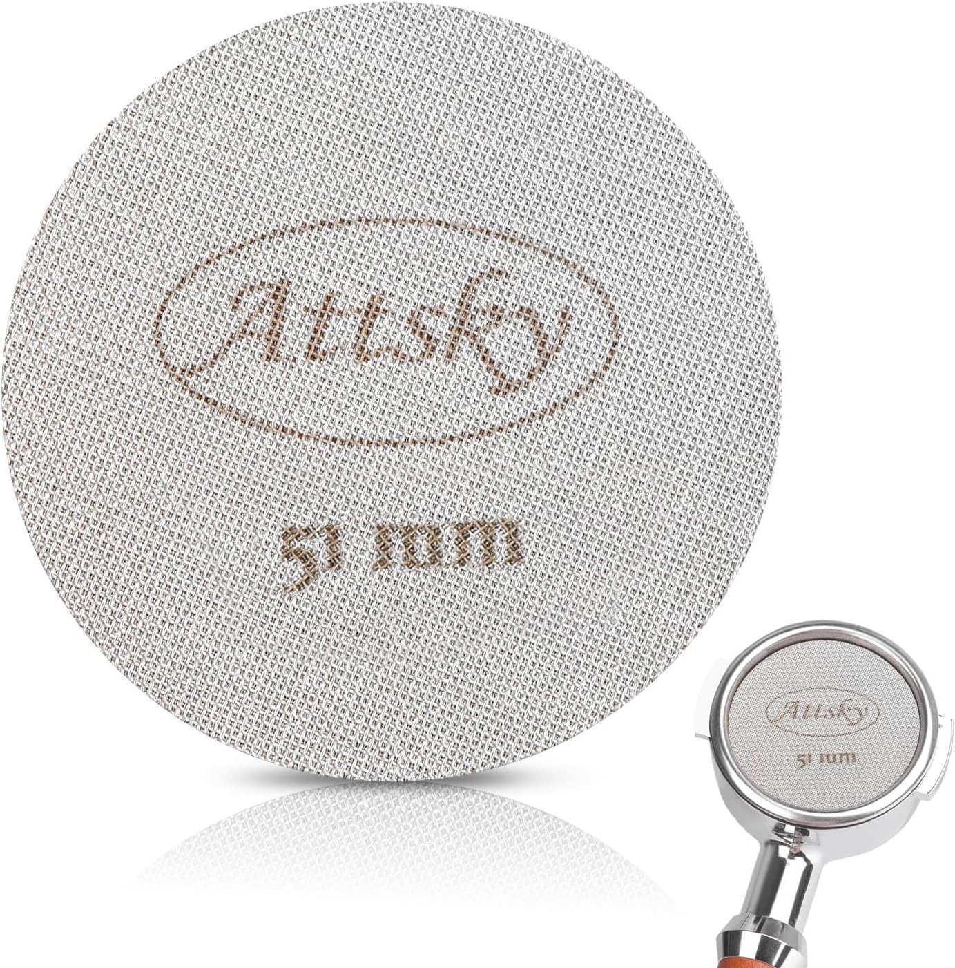 51mm Espresso Puck Screen, Espresso Filter for 51mm Portafilter Filter Basket, Reusable Espresso Screen with 1.7mm Thickness 150μm 316 Stainless Steel