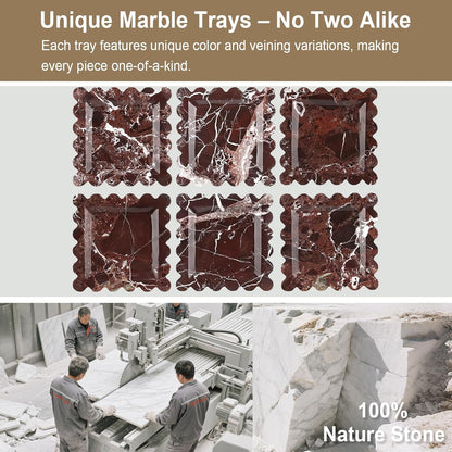 Natural Marble Vanity Tray - Moujings Genuine Marble Perfume Tray for Bathroom Decor, Stone Bathroom Vanity Organizer Tray for Kitchen Counter, Candles, Jewelry, Coffee, Makeup, Key