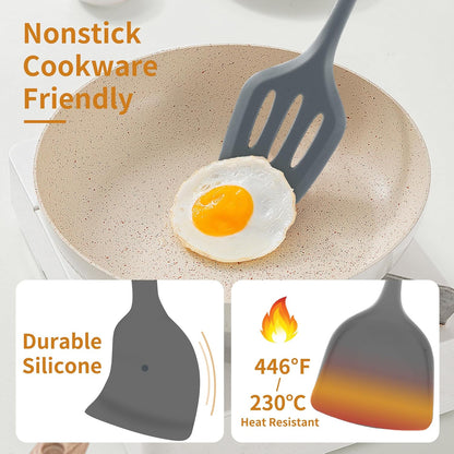 18 Pcs Cooking Utensils Set, Kitchen Utensils Set with Utensil Holder, 446°F Heat Resistant Silicone Spatula Set, Kitchen Gadgets Tools Set for Nonstick Cookware BPA FREE