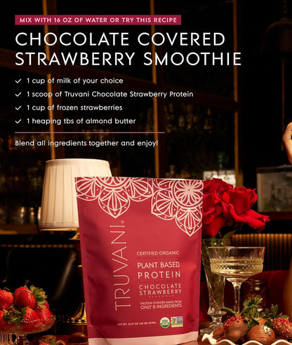 Truvani Vegan Pea Protein Powder | Chocolate Strawberry | 20g Organic Plant Based Protein | 1 Serving | Keto | Gluten & Dairy Free | Low Carb | No Added Sugar