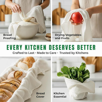 Flour Sack Towels | Tea Towel for Crafts| Kitchen Dish Cotton Blank Towel for Embroidery| Baking Bread Proofing Linen Cover| Thick Absorbent Quick Dry| 4 Pack 33"x38" Natural