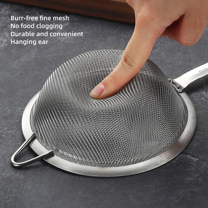 304 Stainless Steel Fine Mesh Strainers for Kitchen, Colander-Skimmer with Handle, Sieve Sifters for Food, Tea, Rice, Oil, Noodles, Fruits, Vegetable 5.51 inch Medium
