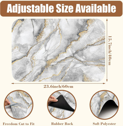 White and Gold Marble Dish Drying Mat for Kitchen Counter Absorbent Hide Stain Coffee Mat Rubber Backed Dish Drainer Rack Pad Espresso Machine Coffee Bar Accessories 15.7 x 23.6 Inch