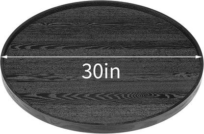 30 inch Round Solid Wood Serving Tray Extra Large Tea Coffee Snack Food Meals Serving Plate Non-Slip Kitchen Party Bar Server Ottoman Tray Breakfast Tray with Raised Edges Black