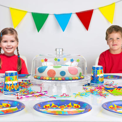Homeries Acrylic Cake Stand with Lid, Cake Plate, (6 in 1) Multi-Functional Serving Platter, Large Cake Stand with Dome, Cake display stand with lid & Cake Dome - Use as Cake Holder, Cake Cover