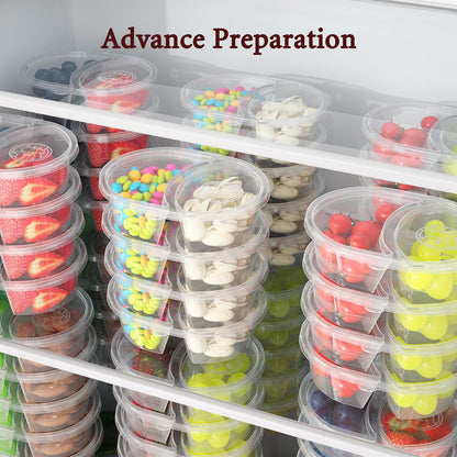 20pcs Reusable Snack Containers with Lids, 2 Compartment Snack Pack Containers for Fruits Candy Sauce Spices