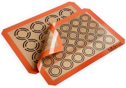 Silicone Baking Mats - Best German Silicone - Non Slip Silicone Baking Sheet, Non Stick Reusable Silicone Mats for Baking, Oven Liner, Counter Mat - 2 Half Sheets Cookie Baking Mats