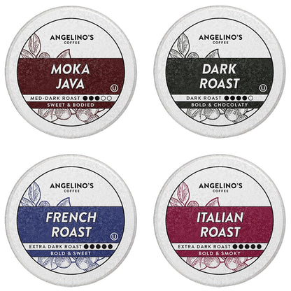 Angelino's Coffee, 96 Count, Compatible with Keurig 2.0 K-Cup Brewers (Dark Roast Variety, 96 Count)