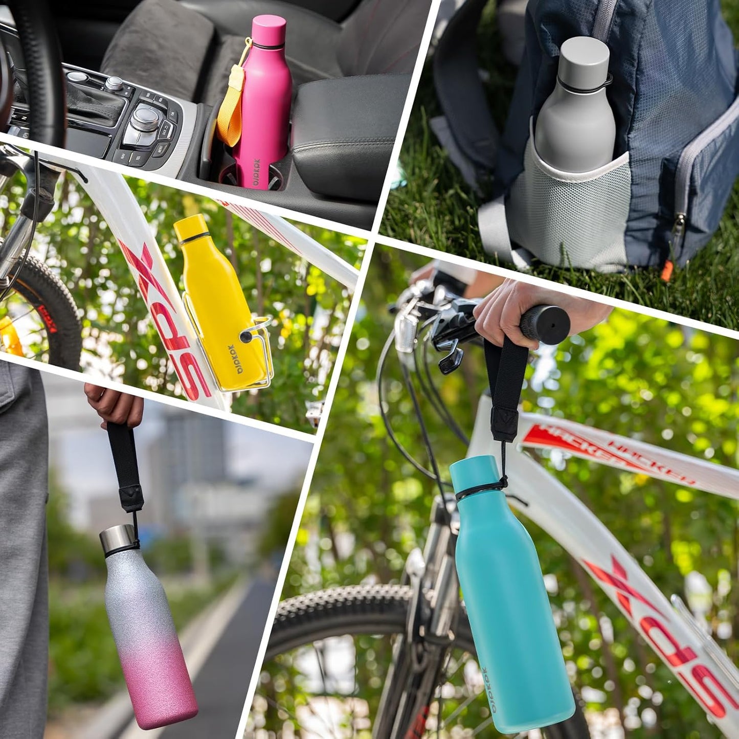 BJPKPK Insulated Water Bottles, 25 oz Stainless Steel Metal Water Bottle with Strap, BPA Free Leak Proof Thermos, Mugs, Flasks, Reusable Thermos for Sports & Travel, Lavender Mint