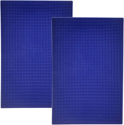17.7" x 11.8" Rubber Bar Mat, Non-Slip and Anti-Spill Non-Toxic Soft Rubber Mats, Coffee Bars, Bars, Restaurants and Barbers Service Mats (2PACK, Navy)